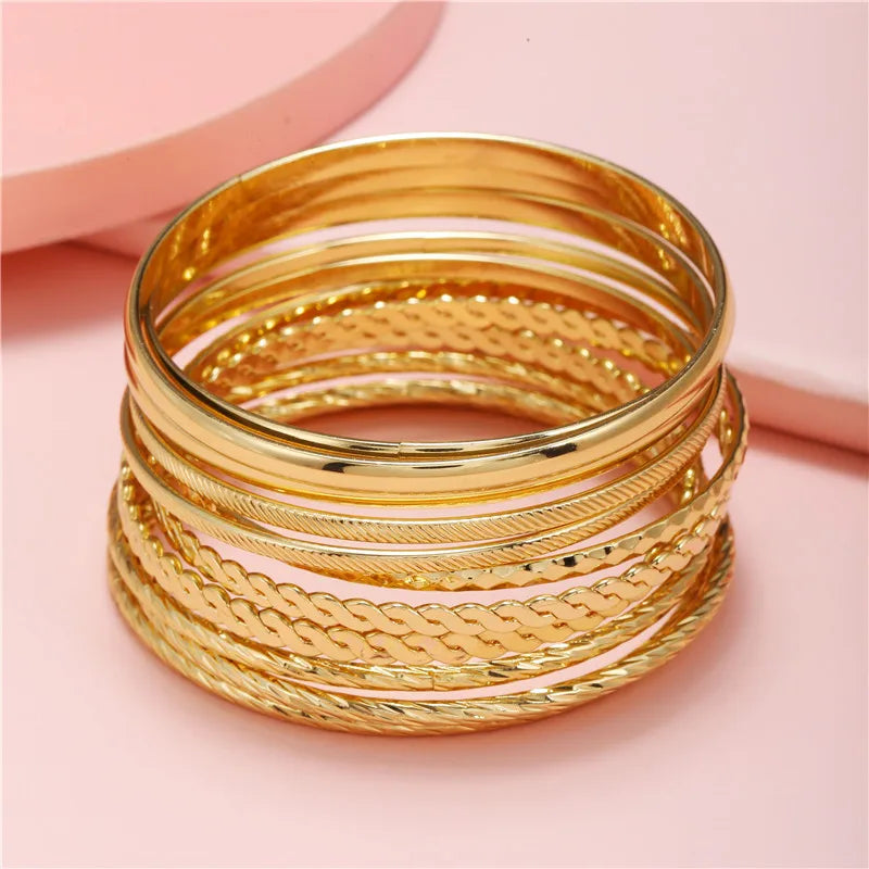 Boho Thick Gold Bangles