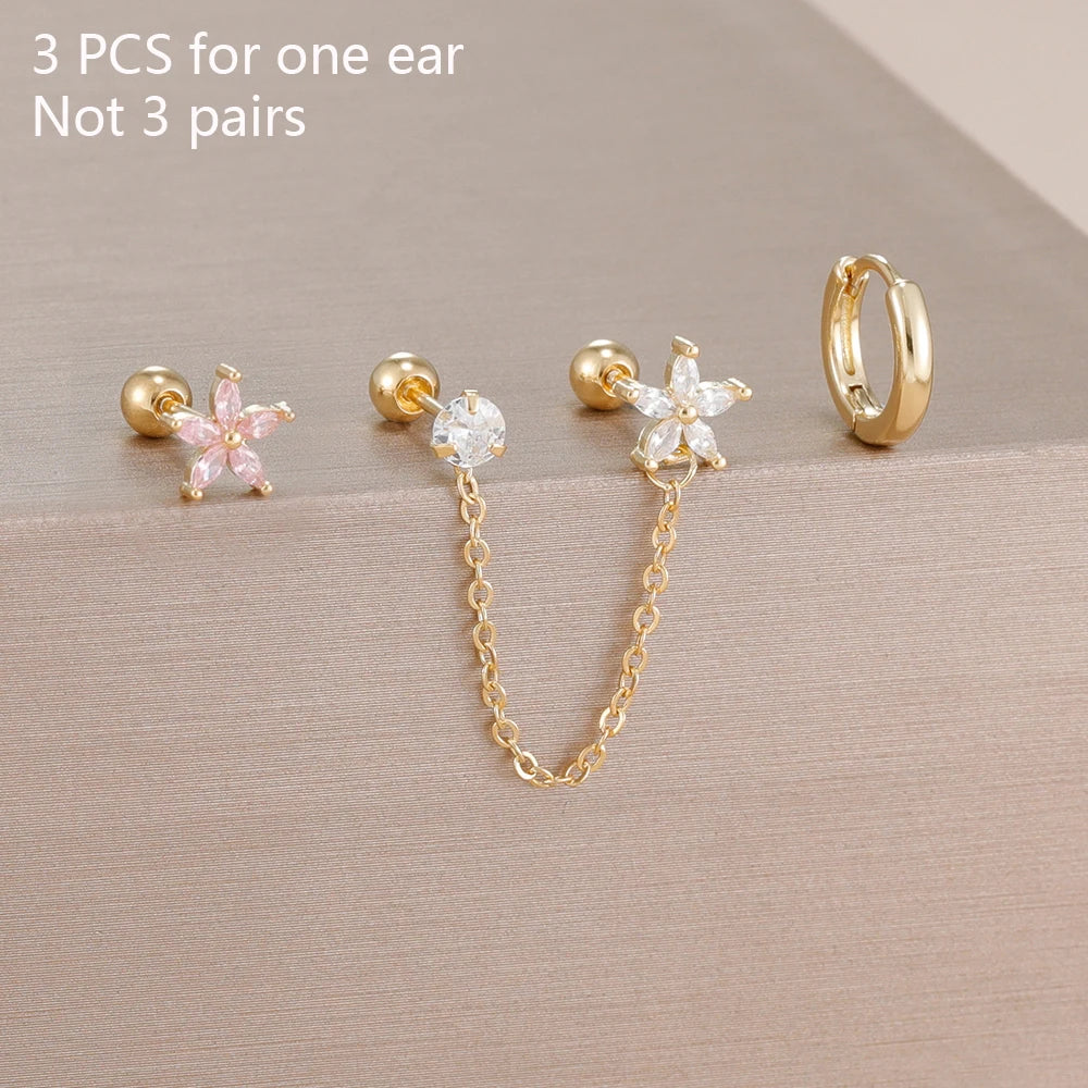 Flower Star Ear Stud Earrings