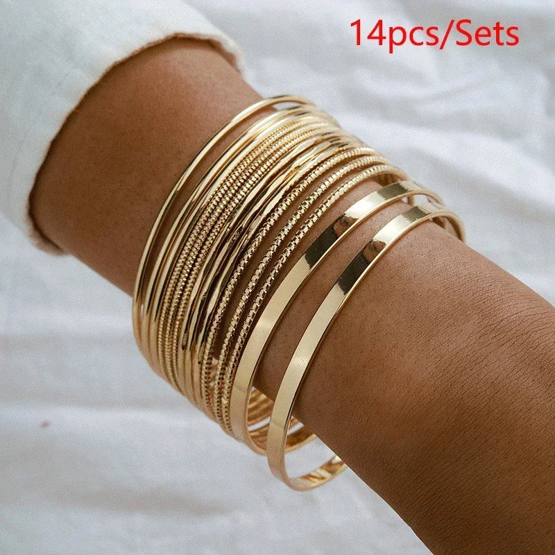 Boho Thick Gold Bangles