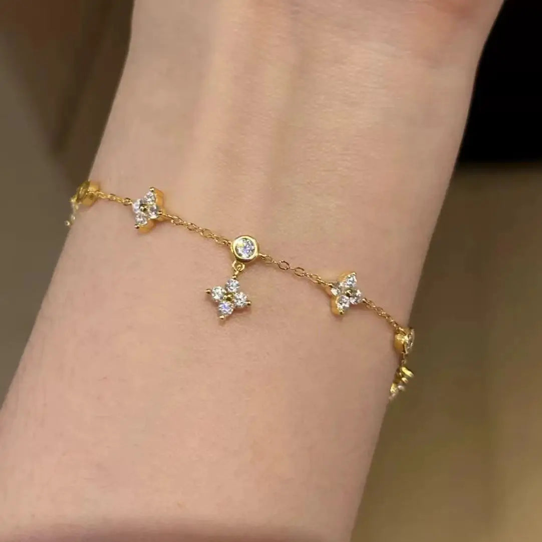 Sparkling Zircon Flower Necklace