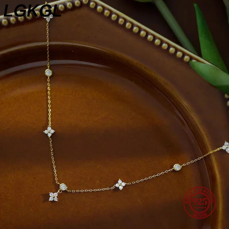 Sparkling Zircon Flower Necklace