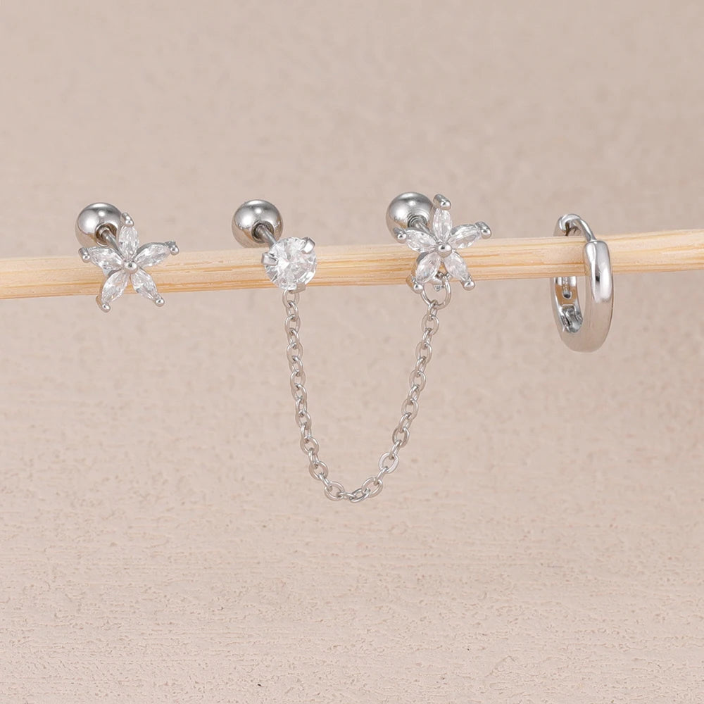 Flower Star Ear Stud Earrings