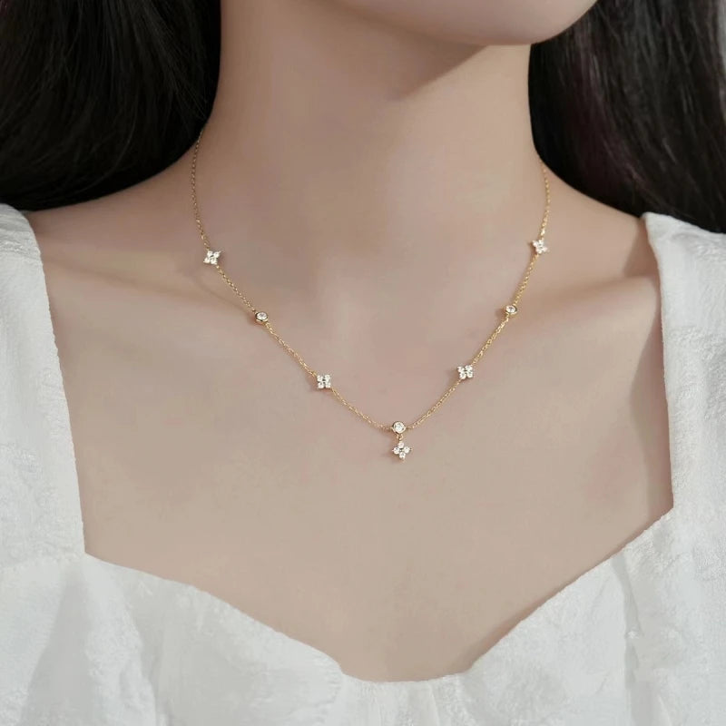 Sparkling Zircon Flower Necklace