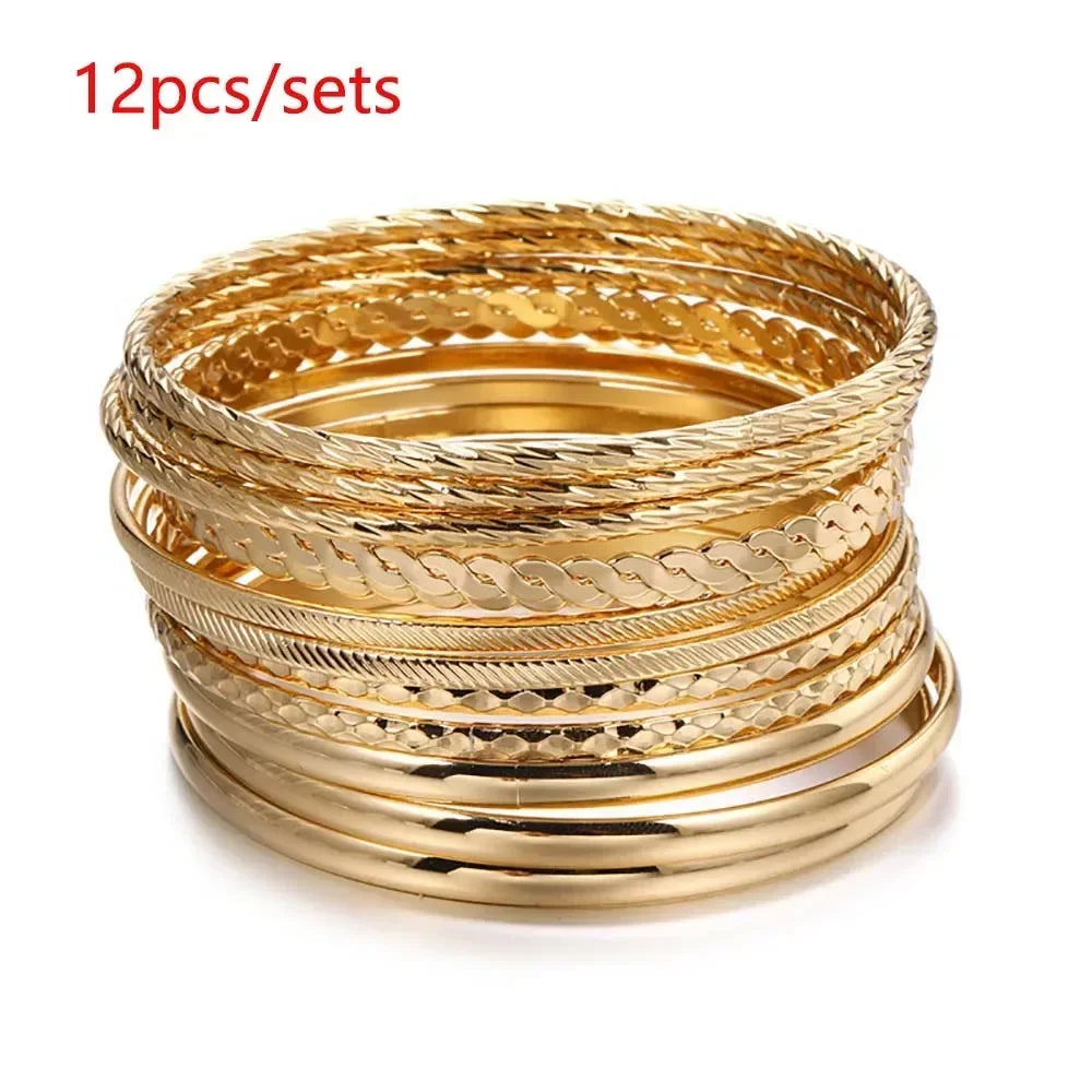 Boho Thick Gold Bangles