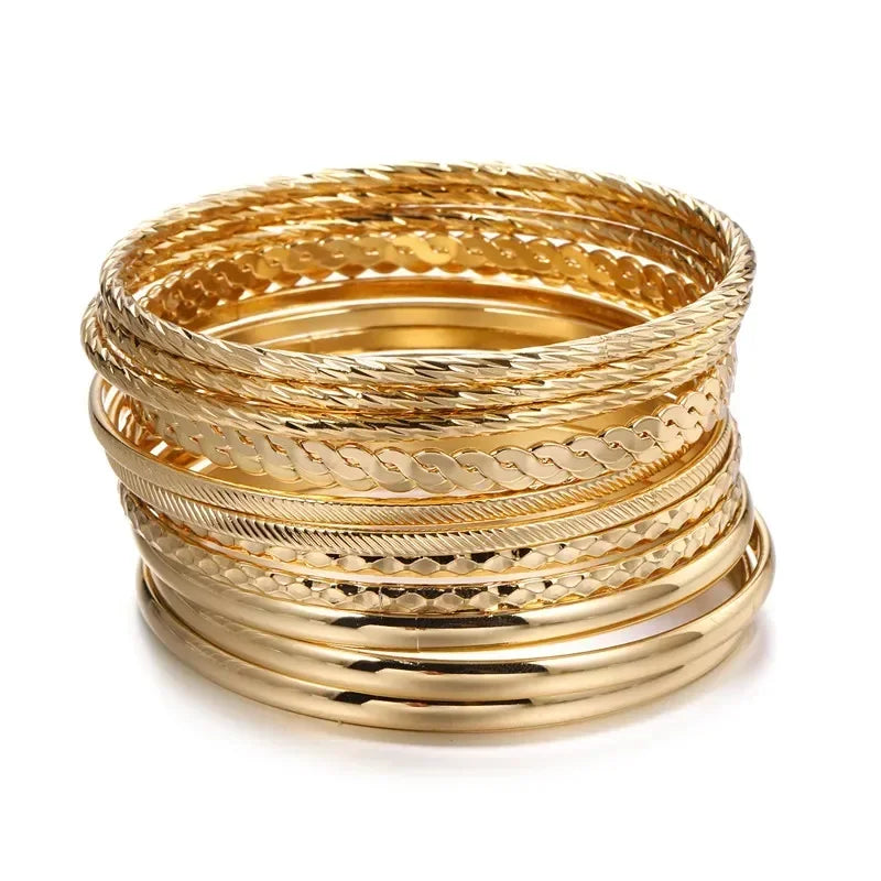 Boho Thick Gold Bangles