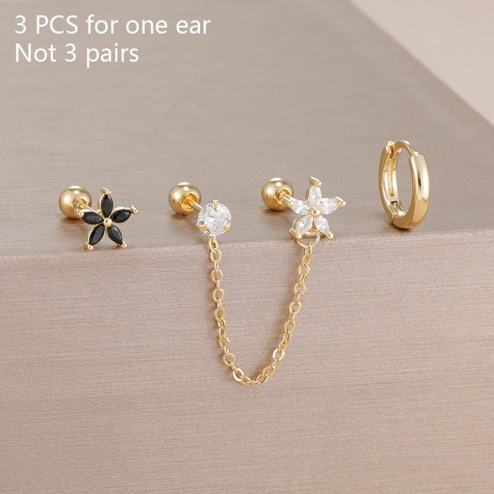 Flower Star Ear Stud Earrings