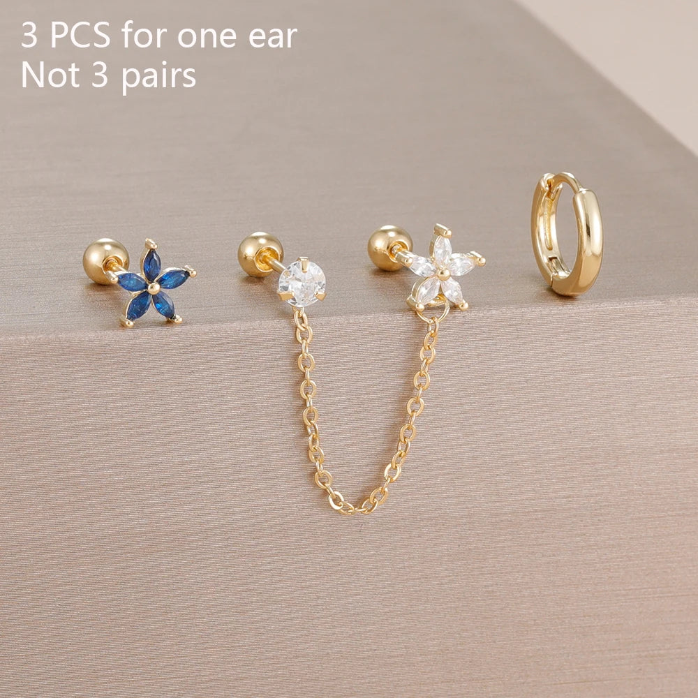 Flower Star Ear Stud Earrings