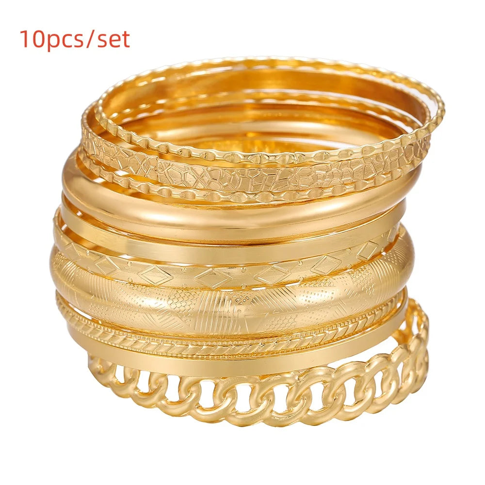 Boho Thick Gold Bangles