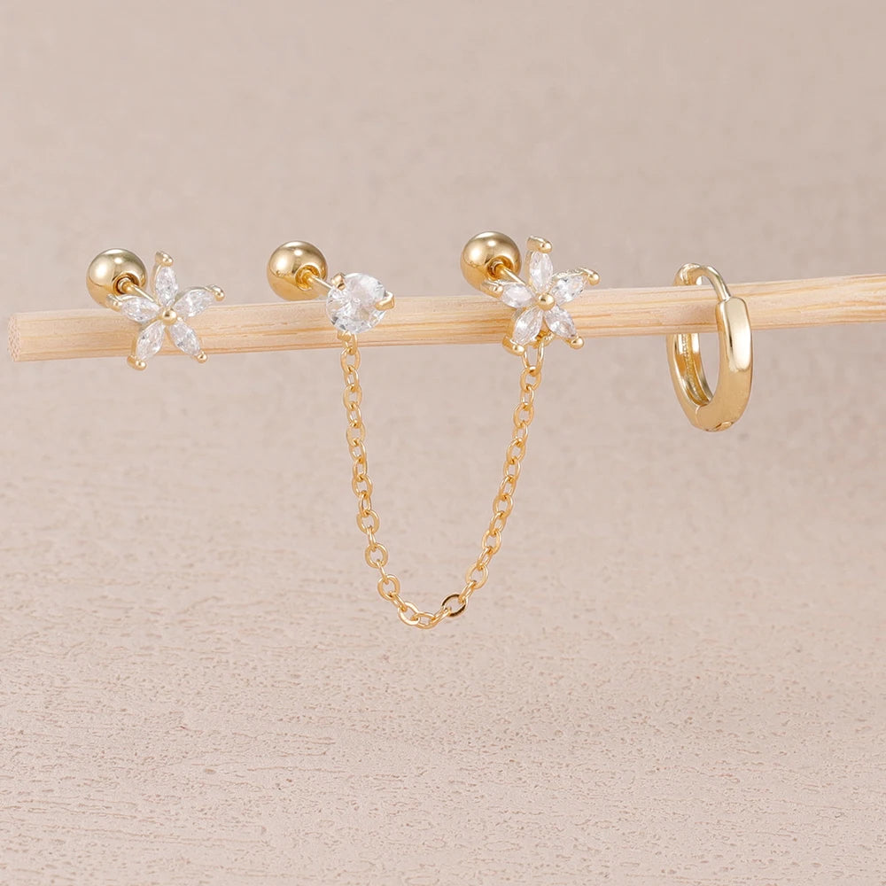 Flower Star Ear Stud Earrings