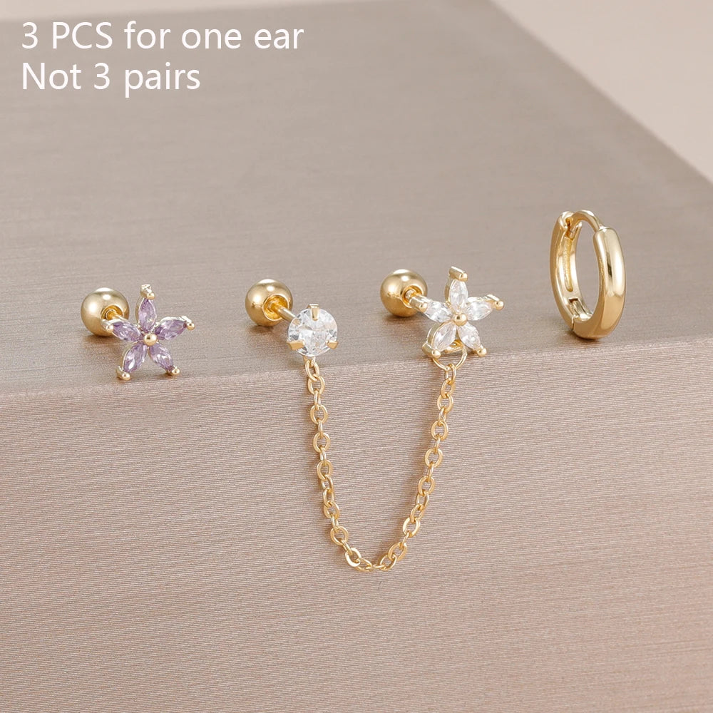 Flower Star Ear Stud Earrings