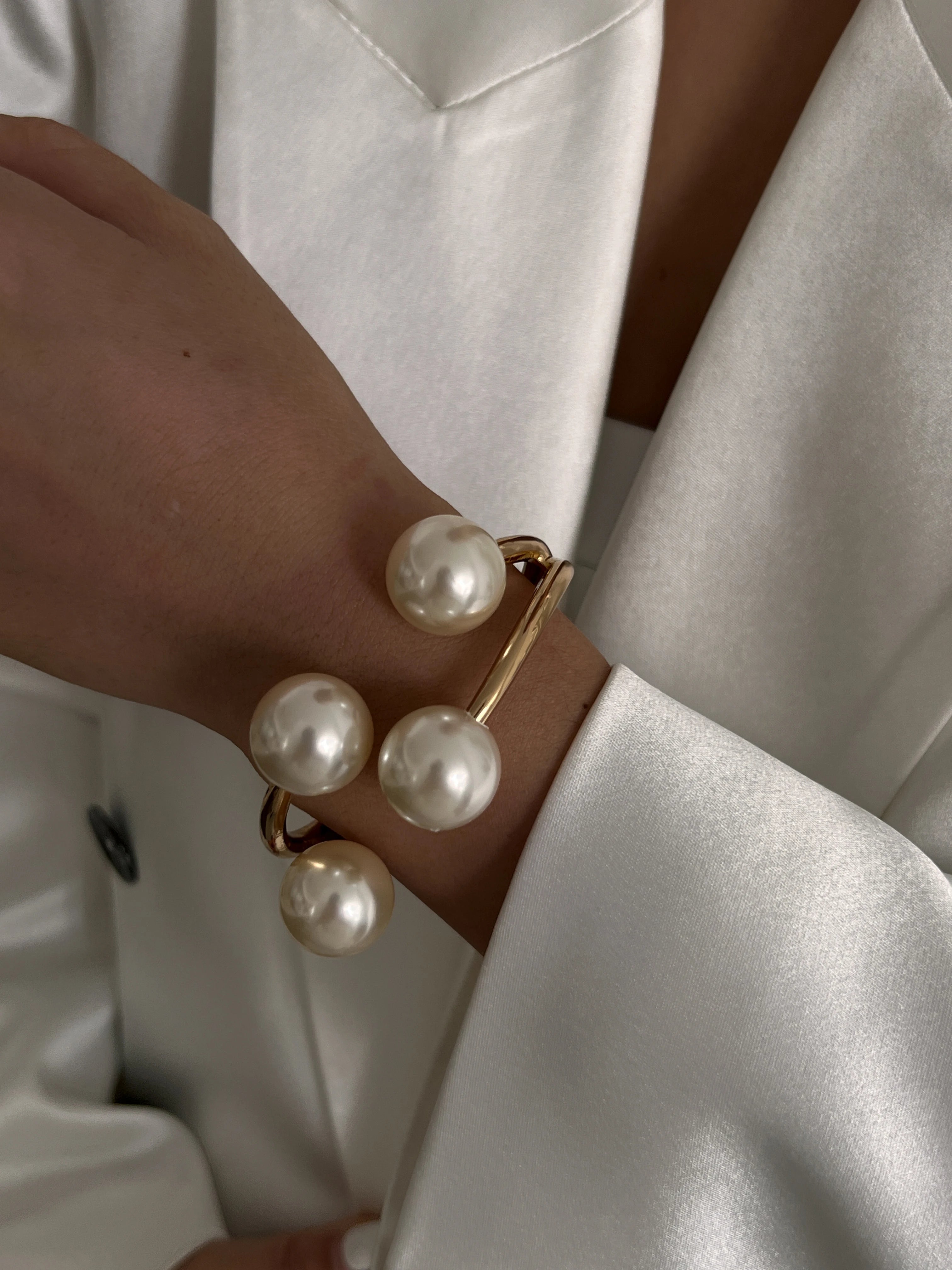 Golden Pearl Stack Cuff