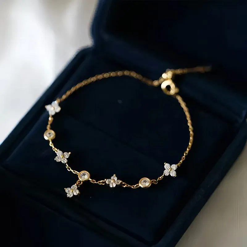 Sparkling Zircon Flower Necklace