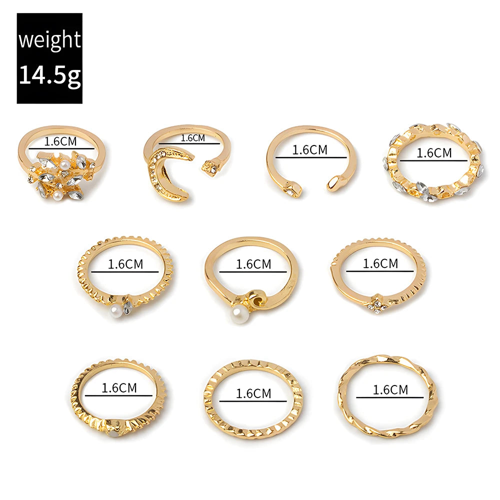 10Pcs Rings Set Bohemian Style