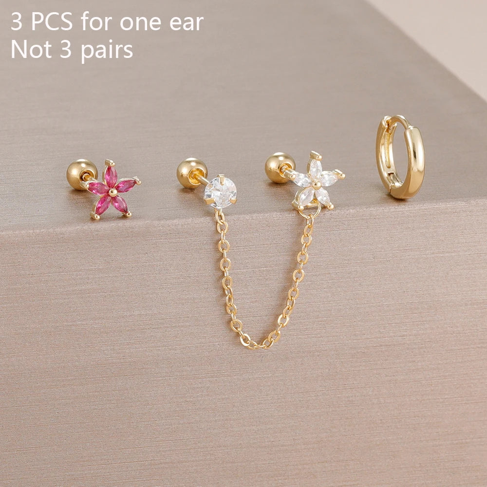 Flower Star Ear Stud Earrings