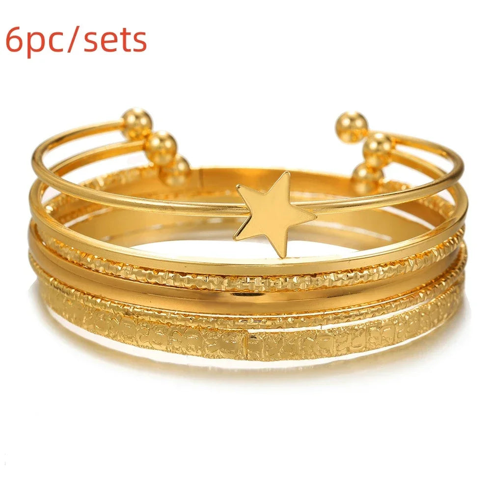 Boho Thick Gold Bangles