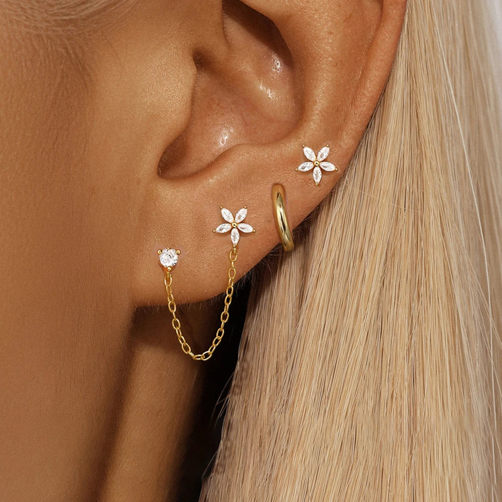 Flower Star Ear Stud Earrings