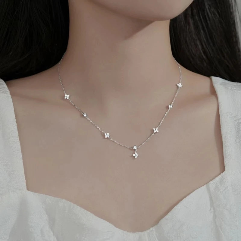 Sparkling Zircon Flower Necklace