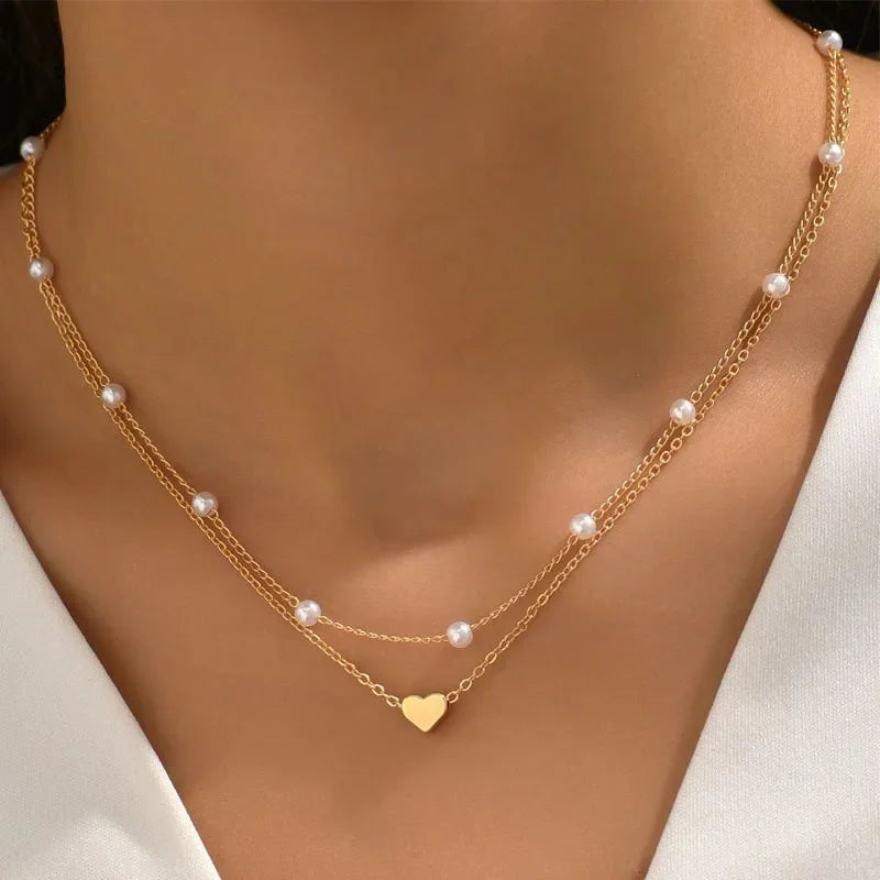 Multilayer Pearl Pendant Necklace