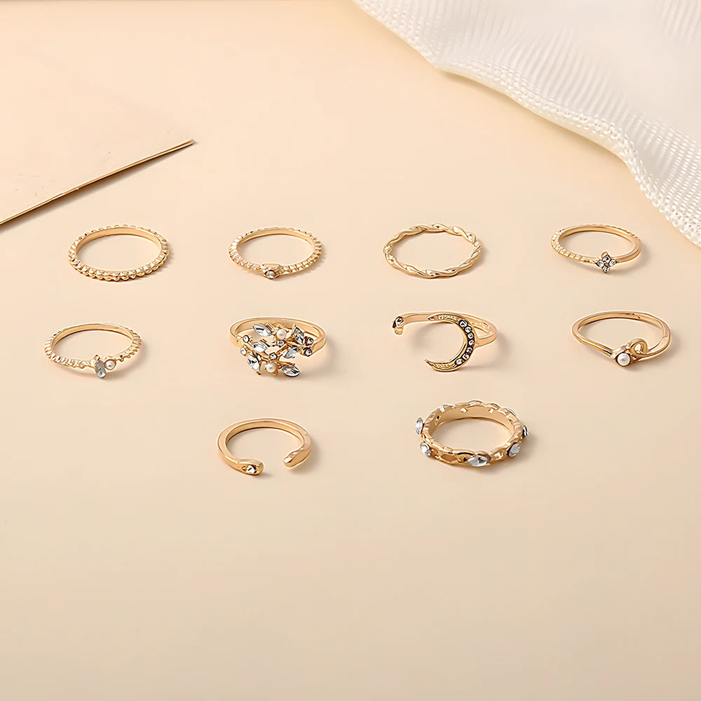 10Pcs Rings Set Bohemian Style